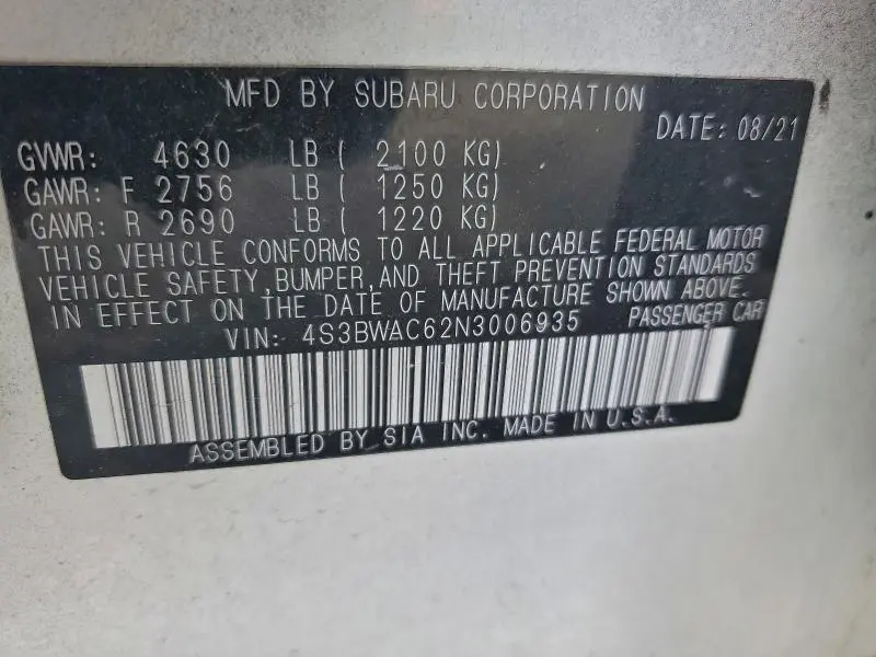 2022 SUBARU LEGACY PREMIUM  