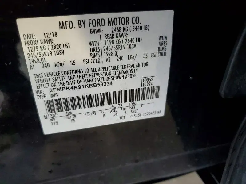 2019 FORD EDGE TITANIUM  