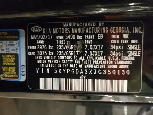 2018 KIA SORENTO LX  