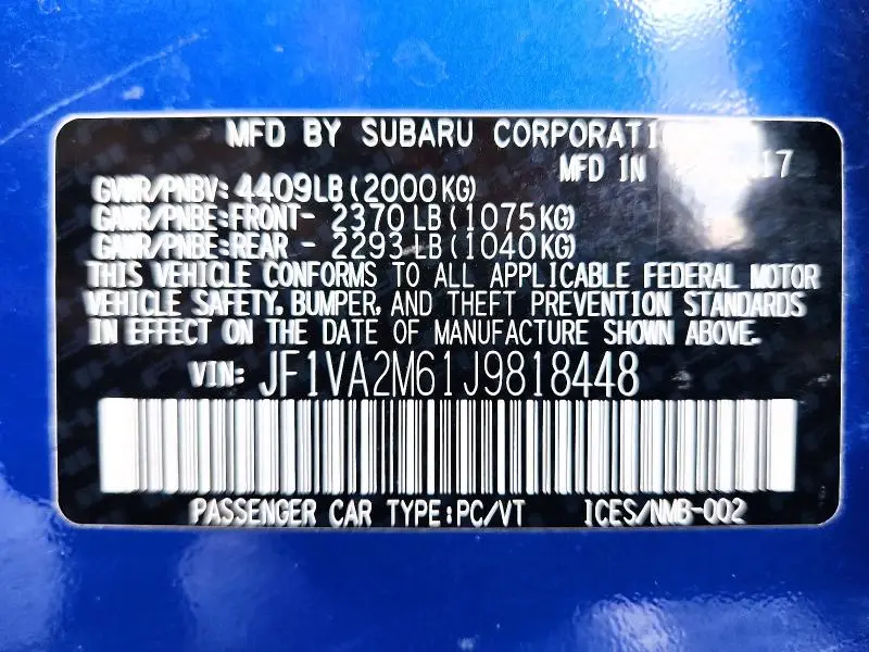 2018 SUBARU WRX STI  