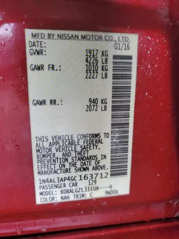 2016 NISSAN ALTIMA 2.5  