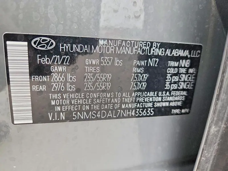 2022 HYUNDAI SANTA FE LIMITED  