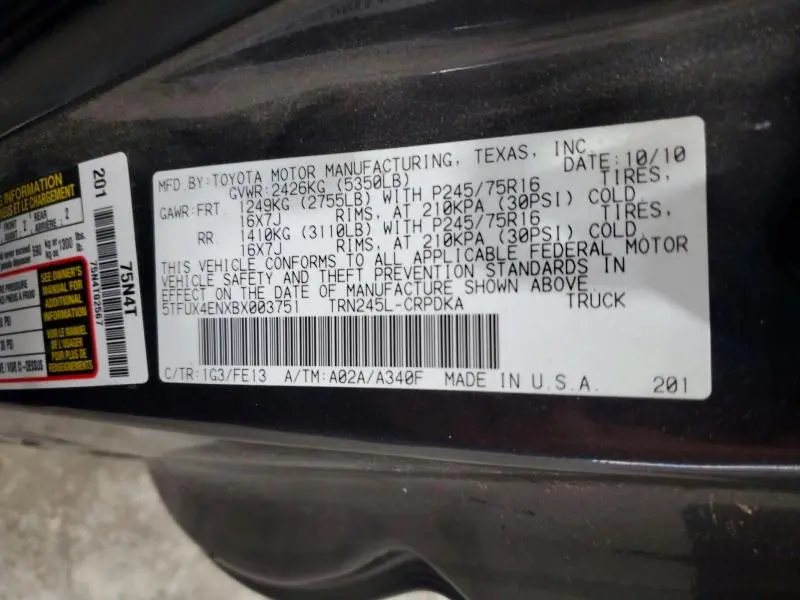 2011 TOYOTA TACOMA ACCESS CAB  