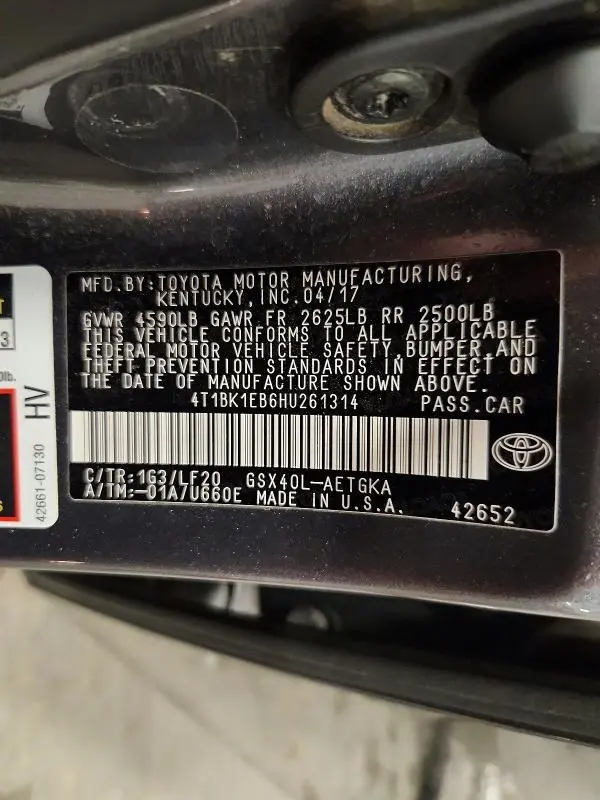 2017 TOYOTA AVALON XLE PREMIUM  