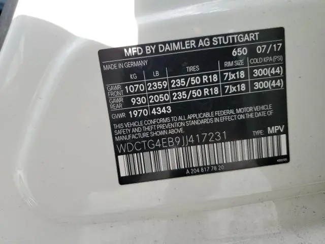 2018 MERCEDES-BENZ GLA 250  