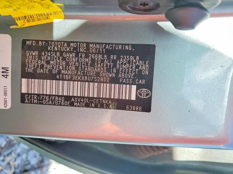 2011 TOYOTA CAMRY LE  