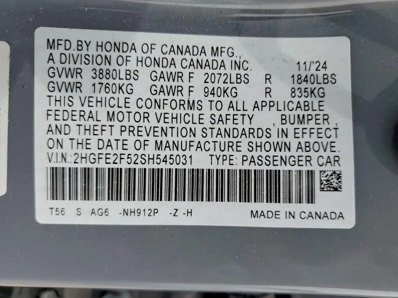 2025 HONDA CIVIC SPORT  