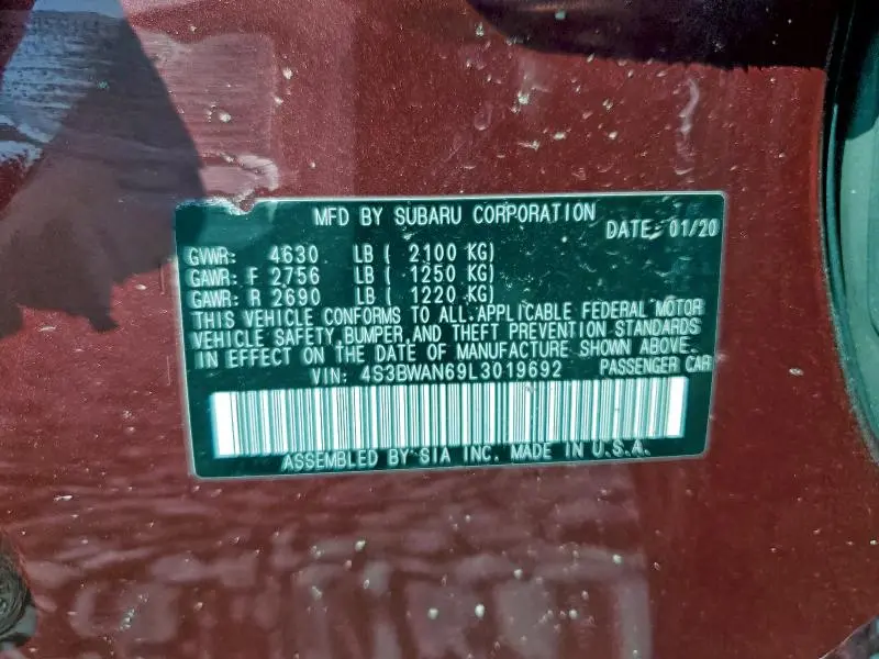 2020 SUBARU LEGACY LIMITED  