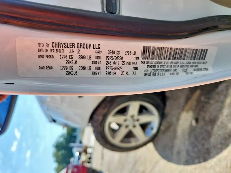 2012 DODGE RAM 1500 SLT  