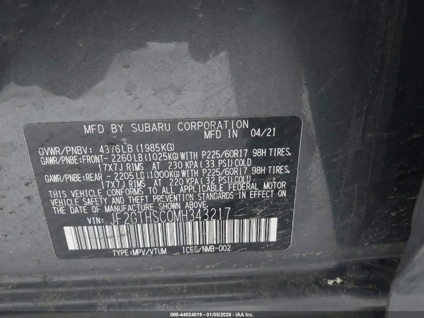 2021 SUBARU CROSSTREK SPORT