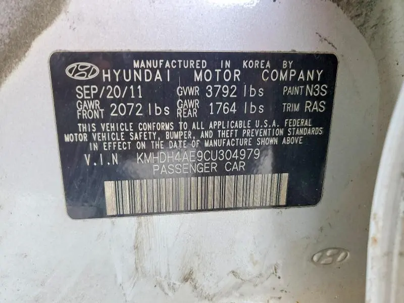 2012 HYUNDAI ELANTRA LIMITED  