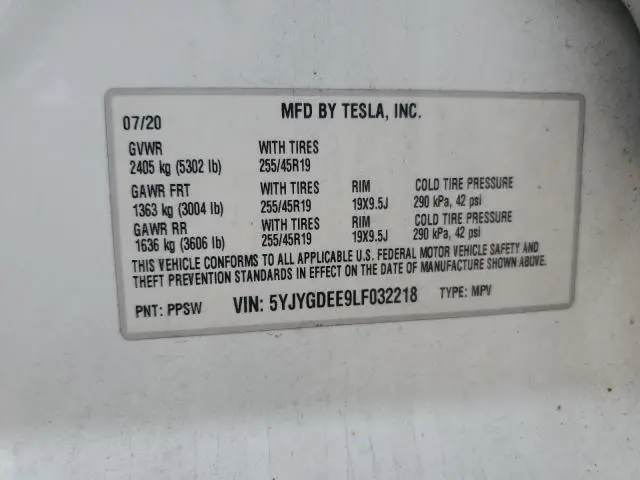 2020 TESLA MODEL Y   