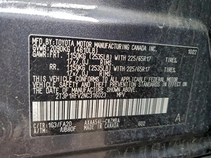 2022 TOYOTA RAV4 XLE  