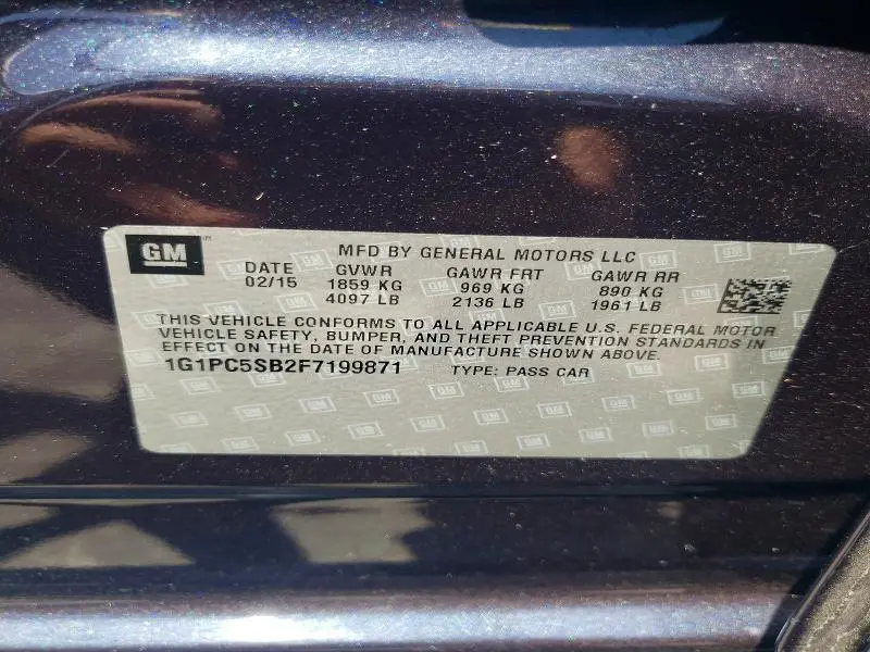 2015 CHEVROLET CRUZE LT  