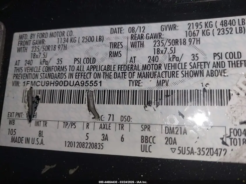 2013 FORD ESCAPE SEL