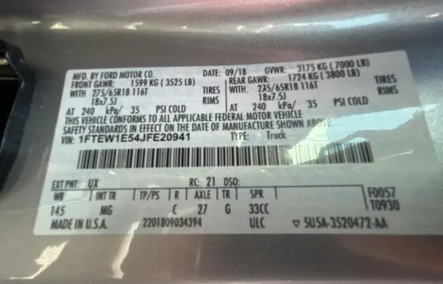 2018 FORD F150 SUPERCREW  