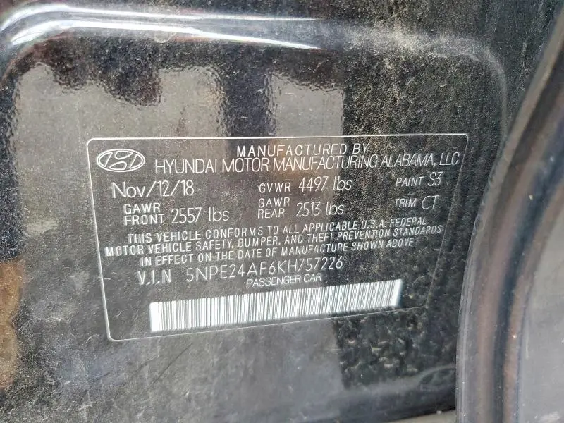 2019 HYUNDAI SONATA SE  