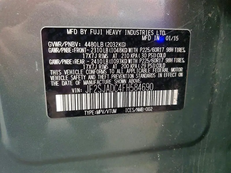 2015 SUBARU FORESTER 2.5I PREMIUM  