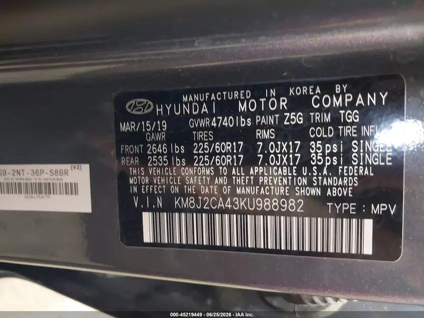 2019 HYUNDAI TUCSON SE