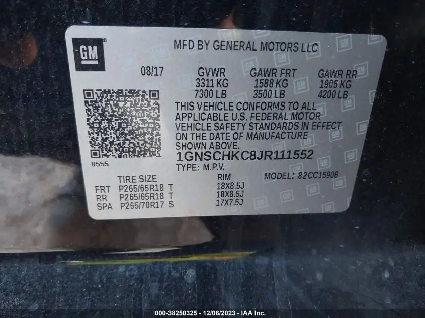 2018 CHEVROLET SUBURBAN LT