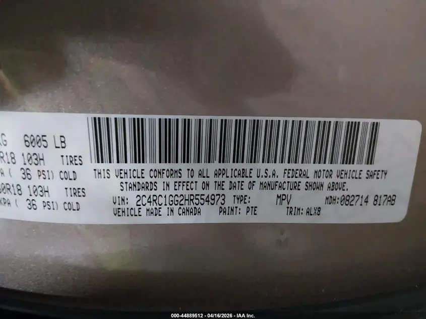 2017 CHRYSLER PACIFICA LIMITED
