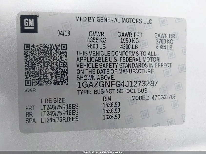 2018 CHEVROLET EXPRESS 3500 LS