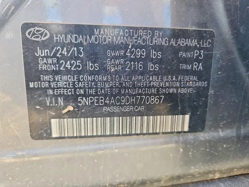 2013 HYUNDAI SONATA GLS  