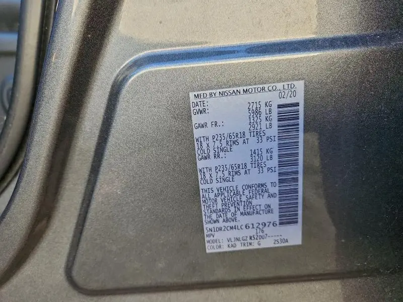 2020 NISSAN PATHFINDER SL  