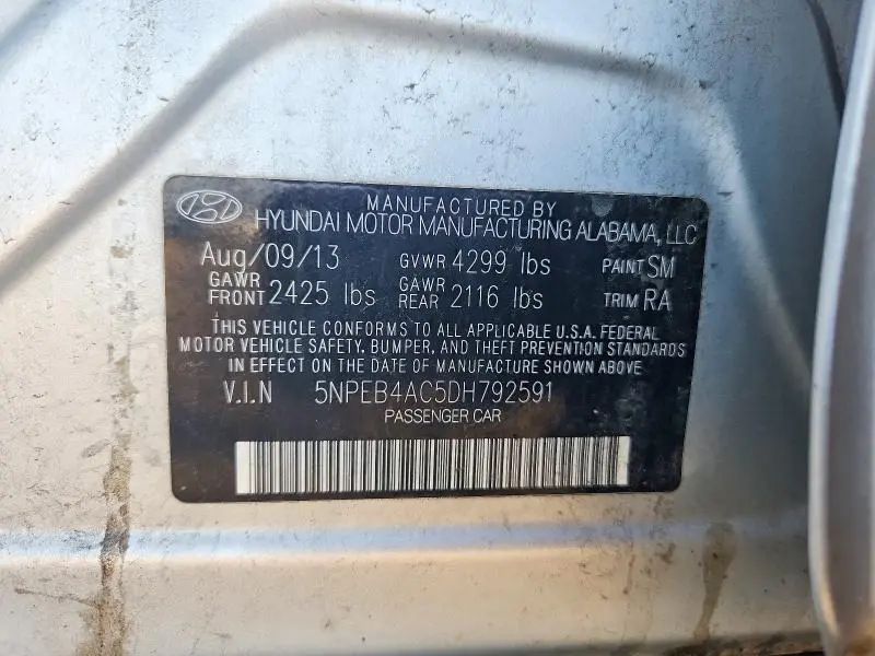 2013 HYUNDAI SONATA GLS  