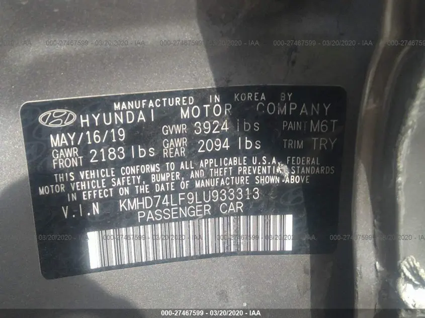 2020 HYUNDAI ELANTRA SE
