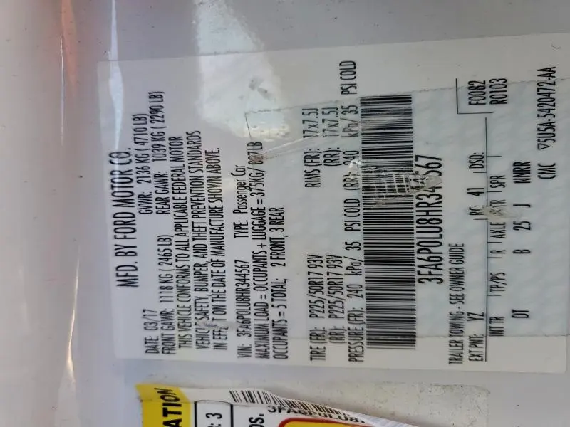 2017 FORD FUSION SE HYBRID  