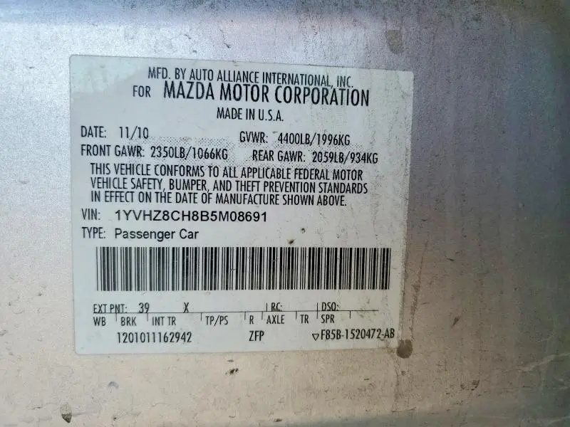 2011 MAZDA 6 I  