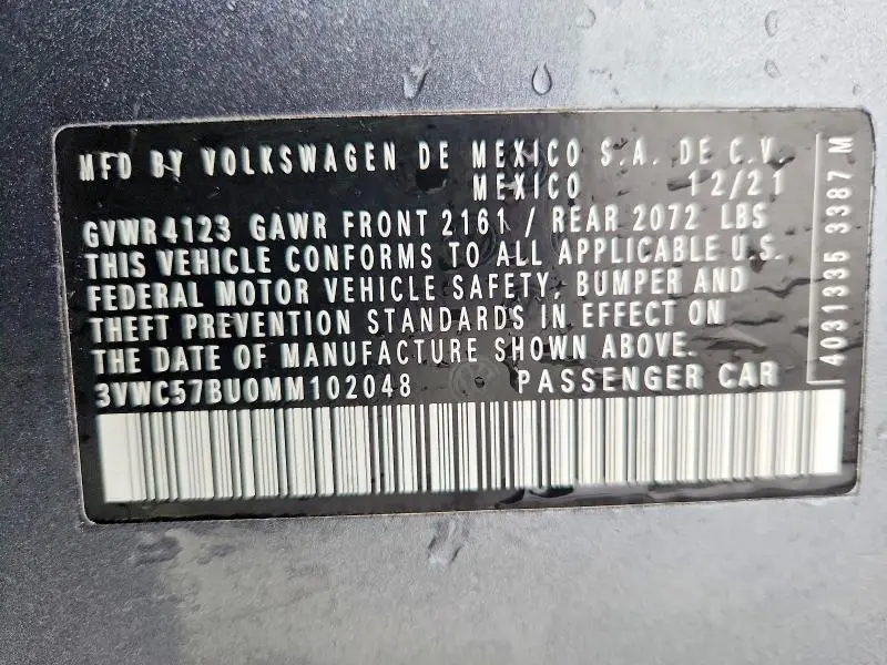 2021 VOLKSWAGEN JETTA S  