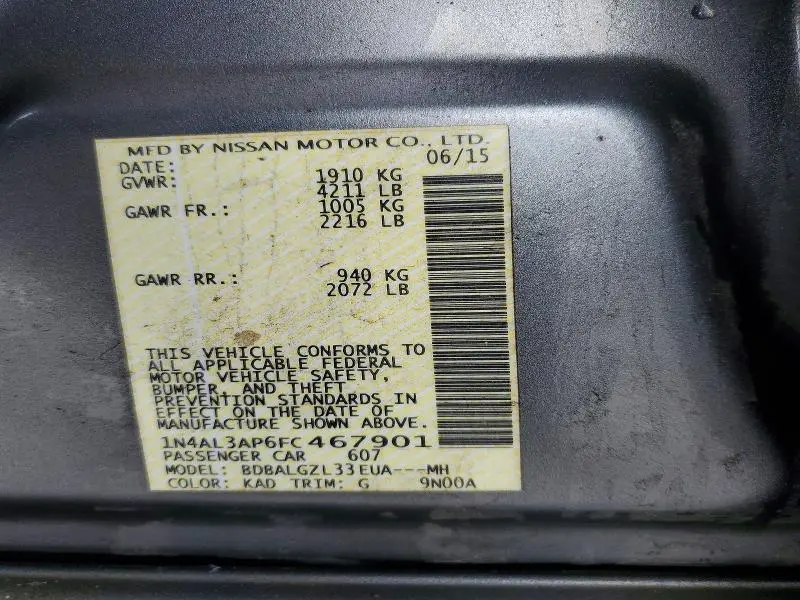 2015 NISSAN ALTIMA 2.5 S  