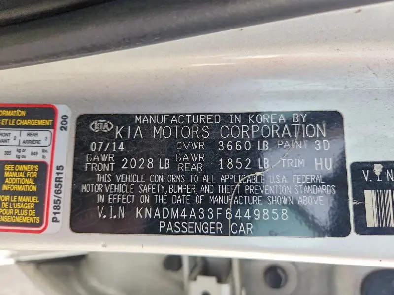 2015 KIA RIO LX  