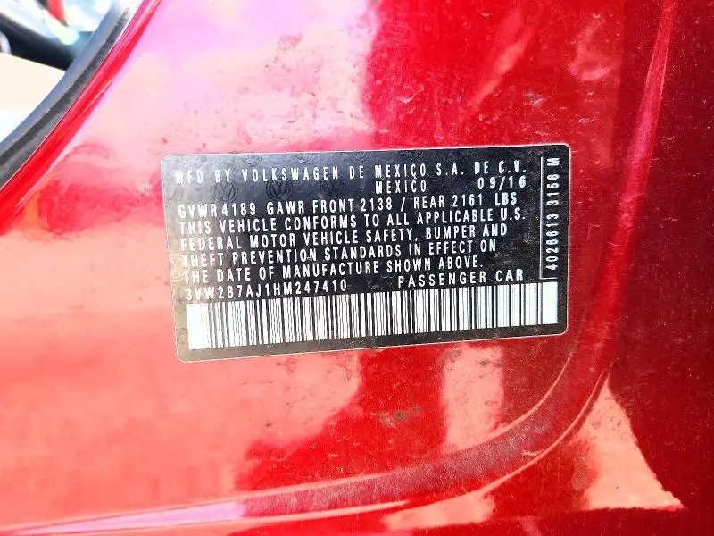 2017 VOLKSWAGEN JETTA S  