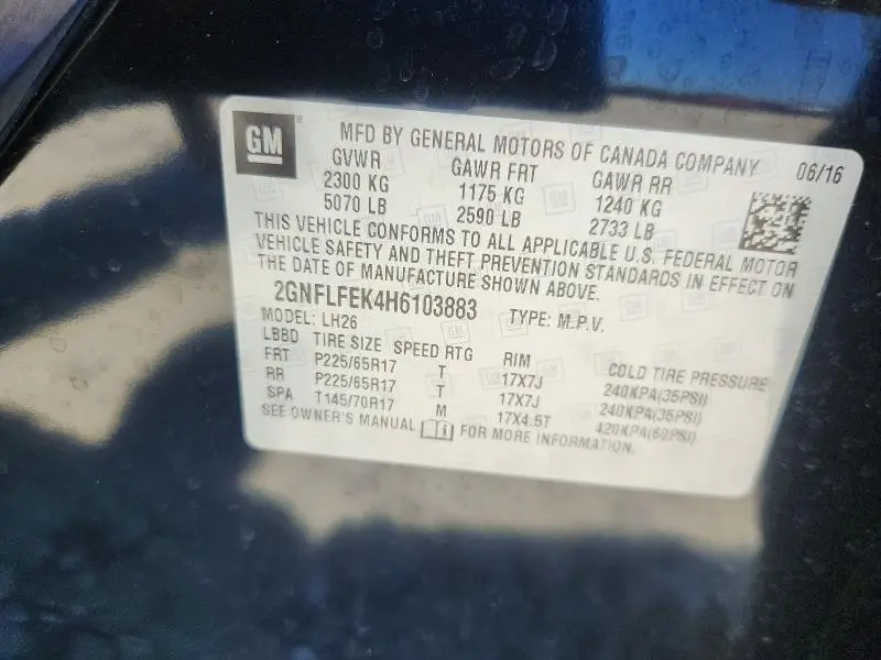 2017 CHEVROLET EQUINOX LT  