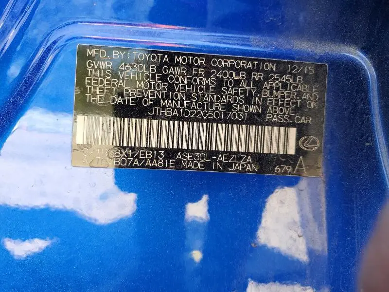 2016 LEXUS IS 200T BASE  