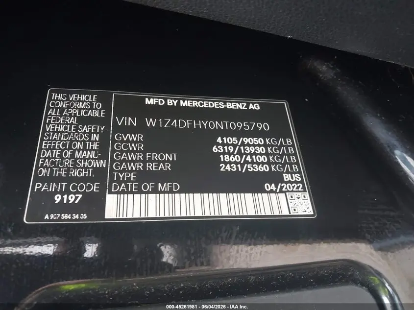 2022 MERCEDES-BENZ SPRINTER 2500 STANDARD ROOF I4 DIESEL