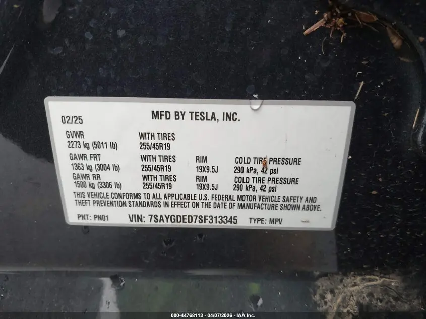 2025 TESLA MODEL Y LONG RANGE DUAL MOTOR REAR-WHEEL DRIVE