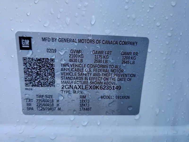 2019 CHEVROLET EQUINOX LT  