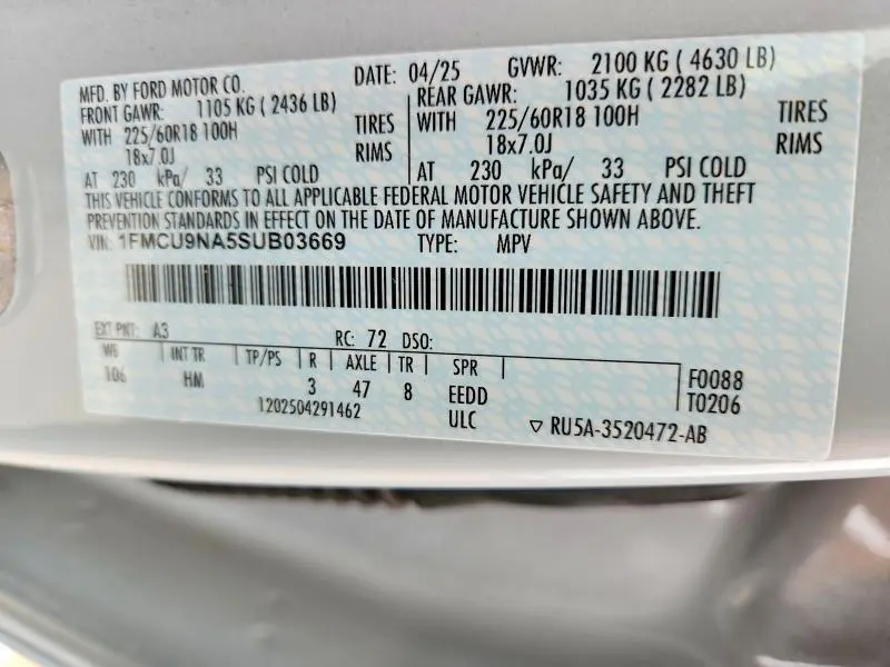 2025 FORD ESCAPE ST LINE SELECT  