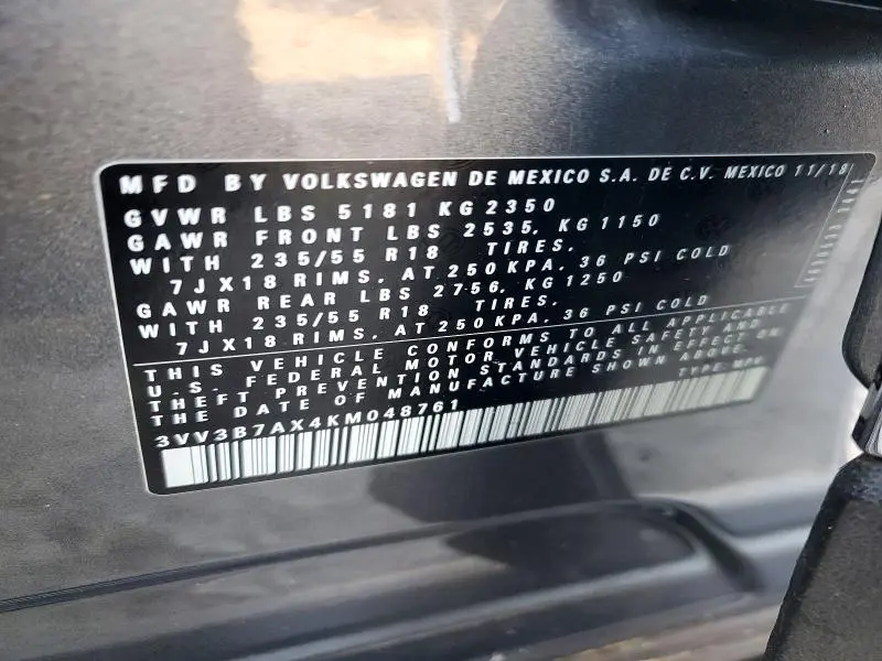 2019 VOLKSWAGEN TIGUAN SE  