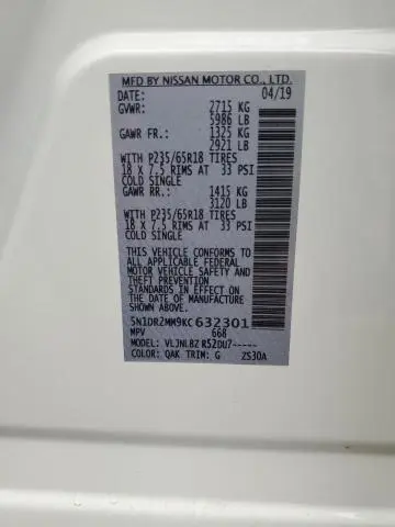 2019 NISSAN PATHFINDER S  