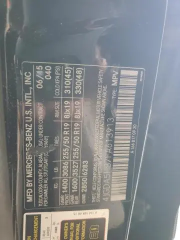 2015 MERCEDES-BENZ ML 350 4MATIC  
