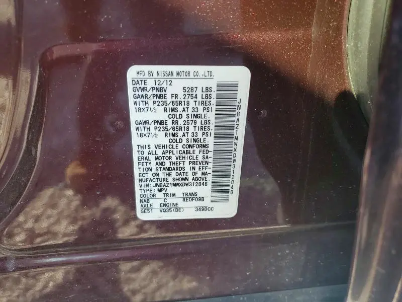 2013 NISSAN MURANO S  