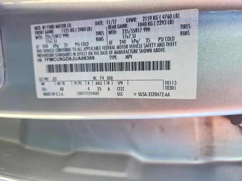 2018 FORD ESCAPE SE  