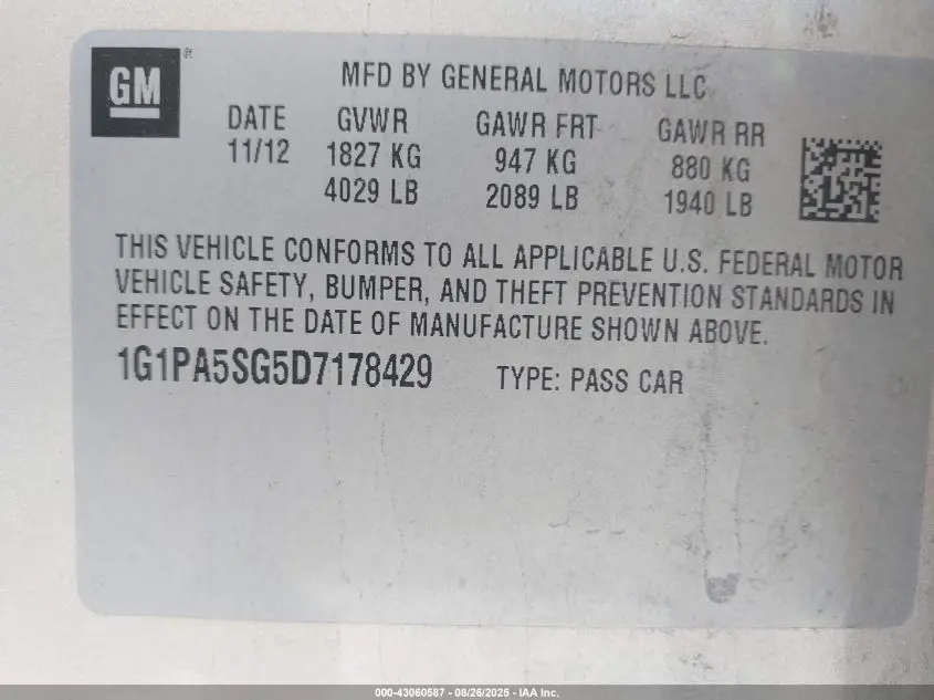 2013 CHEVROLET CRUZE LS AUTO