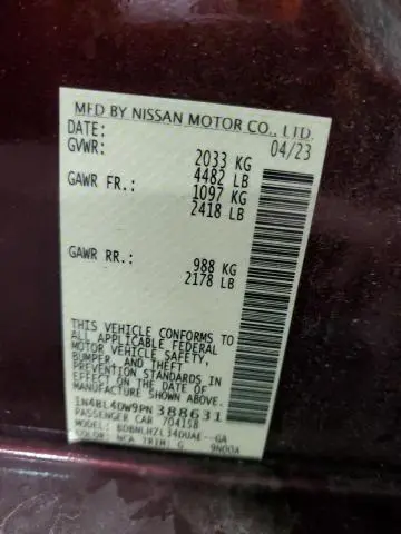 2023 NISSAN ALTIMA SV  