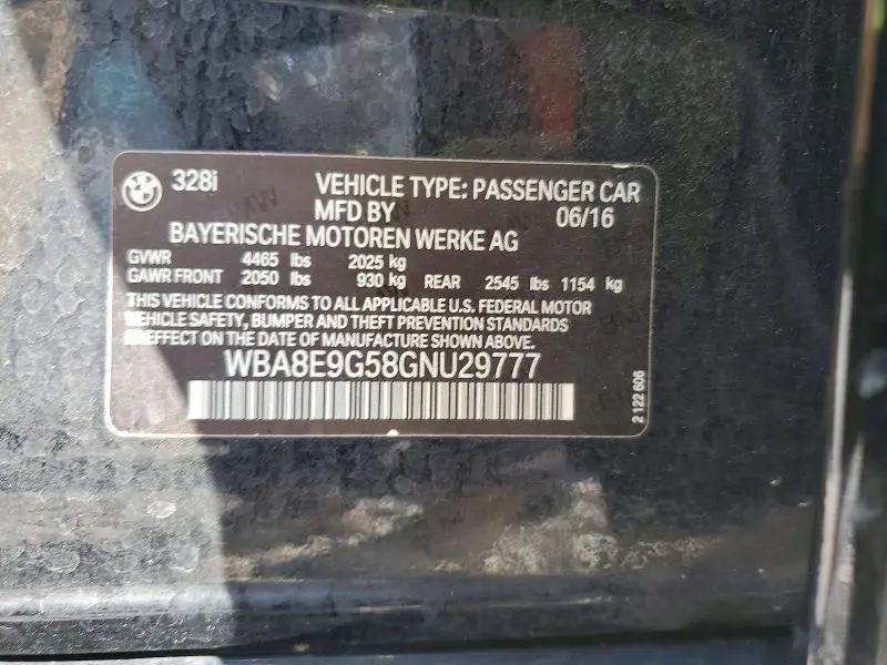 2016 BMW 328 I SULEV  